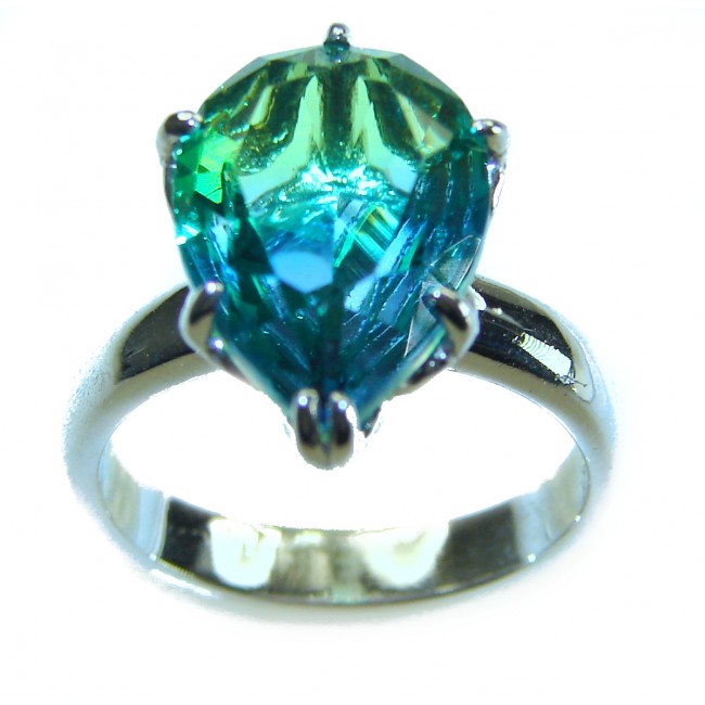 10.8 carat AQUAMARINE .925 Sterling Silver Perfectly handcrafted Ring s. 6