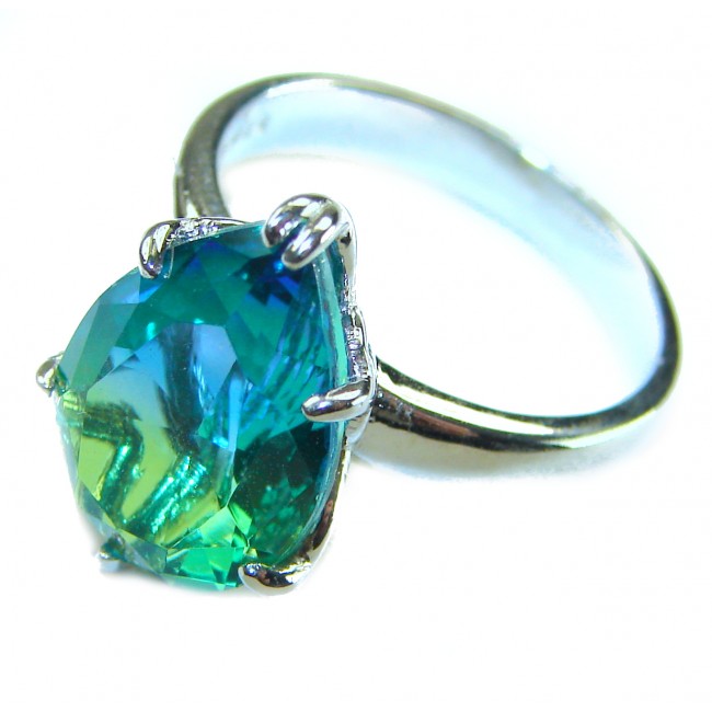 10.8 carat AQUAMARINE .925 Sterling Silver Perfectly handcrafted Ring s. 6