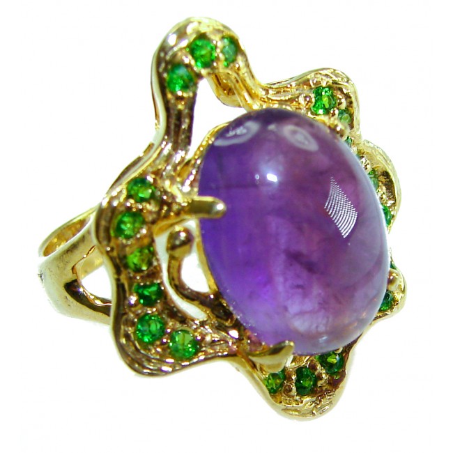 Purple Royalty 25.5 carat Amethyst .925 Sterling Silver dipped in 18K Gold over Handcrafted Ring size 8
