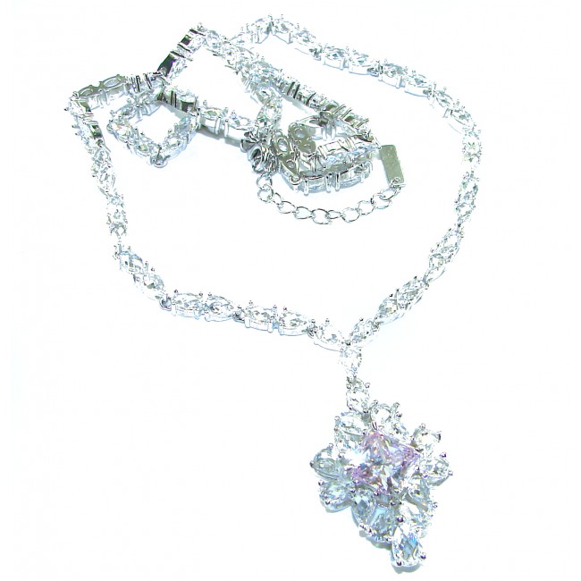 Isabella - Light Pastel 5.9 carat Kunzite .925 Sterling Silver handcrafted Statement Necklace