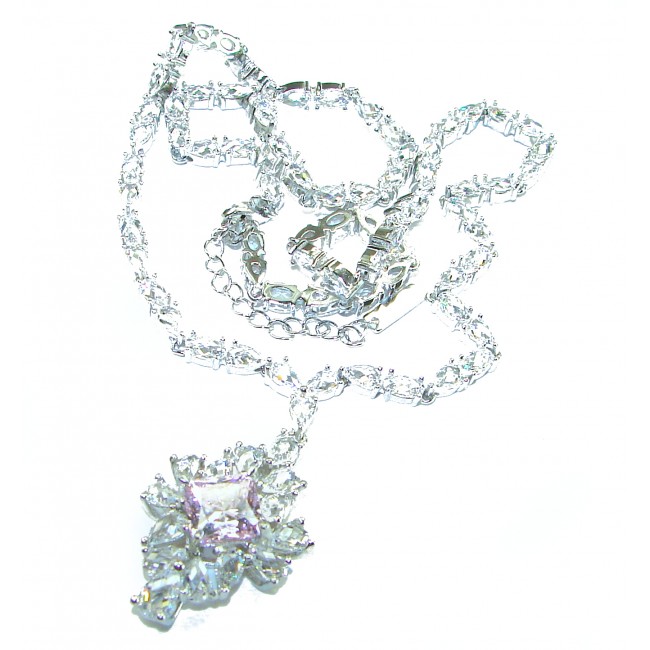 Isabella - Light Pastel 5.9 carat Kunzite .925 Sterling Silver handcrafted Statement Necklace