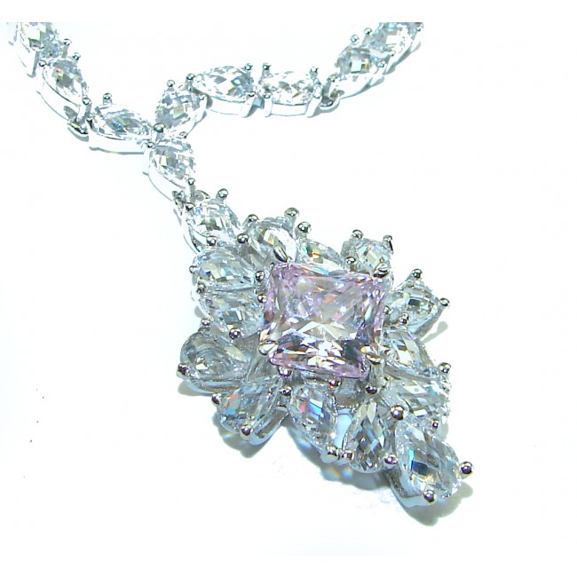 Isabella - Light Pastel 5.9 carat Kunzite .925 Sterling Silver handcrafted Statement Necklace