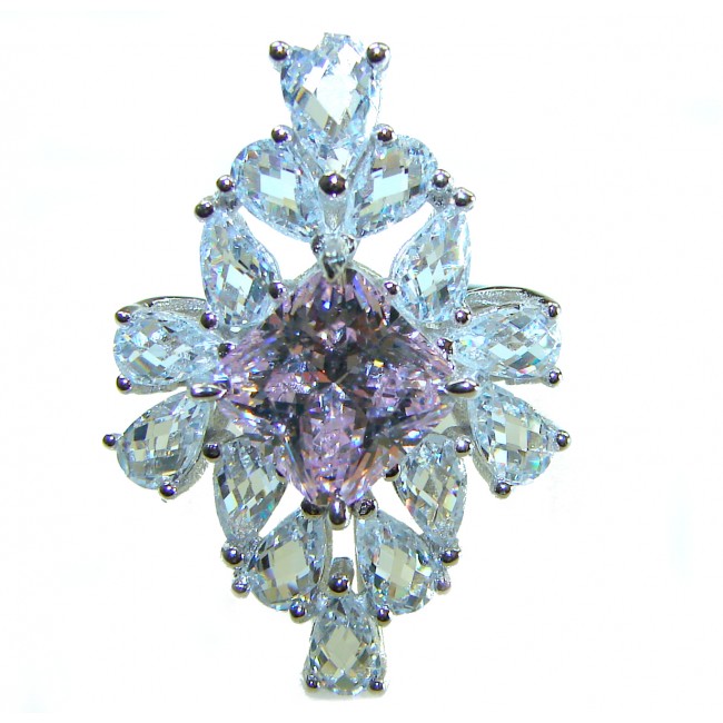 Isabella - Light Pastel 5.9 carat Kunzite .925 Silver handcrafted Cocktail Ring s. 6 1/4