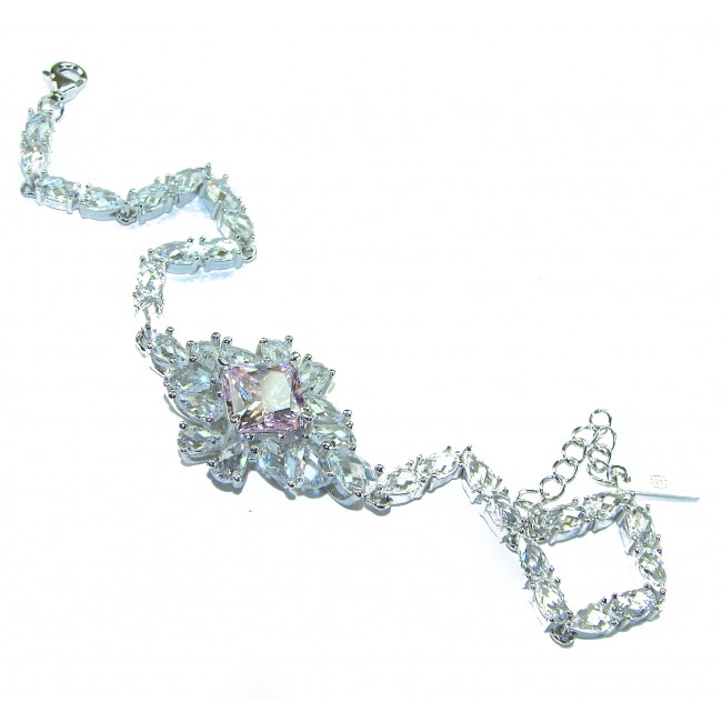 Isabella - Light Pastel 15.9 carat Kunzite .925 Sterling Silver handmade Bracelet