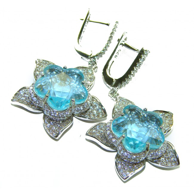 Splendid 10.5 carat Aquamarine .925 Sterling Silver Handcrafted Earrings