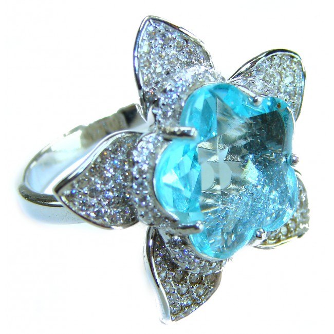 Divine Beauty 12.5 carat Aquamarine .925 Sterling Silver Handcrafted ring size 7 - photo 3