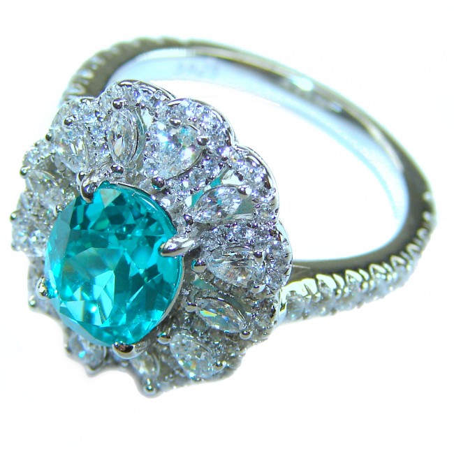 Eau Pure 3.5 carat Paraiba Tourmaline .925 Sterling Silver Handcrafted Ring size 7