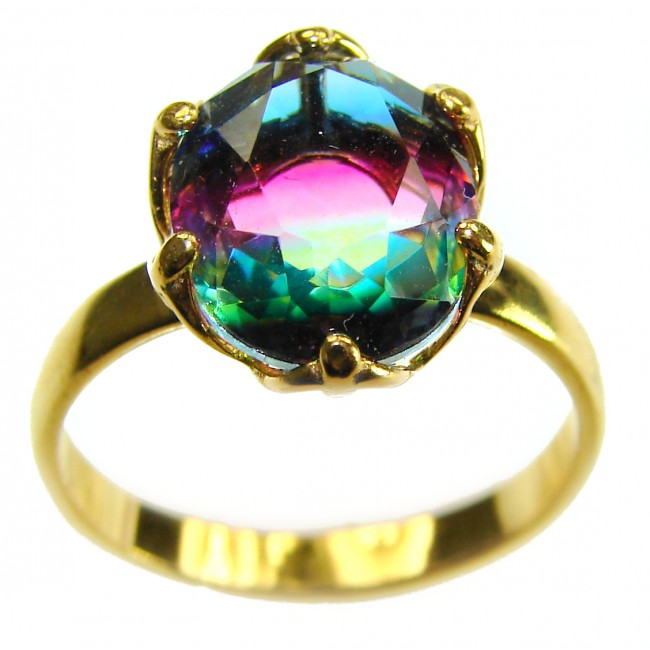 11.8 carat Brazilian Tourmaline .925 Sterling Silver dipped in 14K GoldPerfectly handcrafted Ring s. 8 1/4