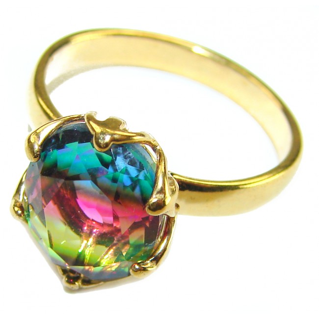 11.8 carat Brazilian Tourmaline .925 Sterling Silver dipped in 14K GoldPerfectly handcrafted Ring s. 8 1/4