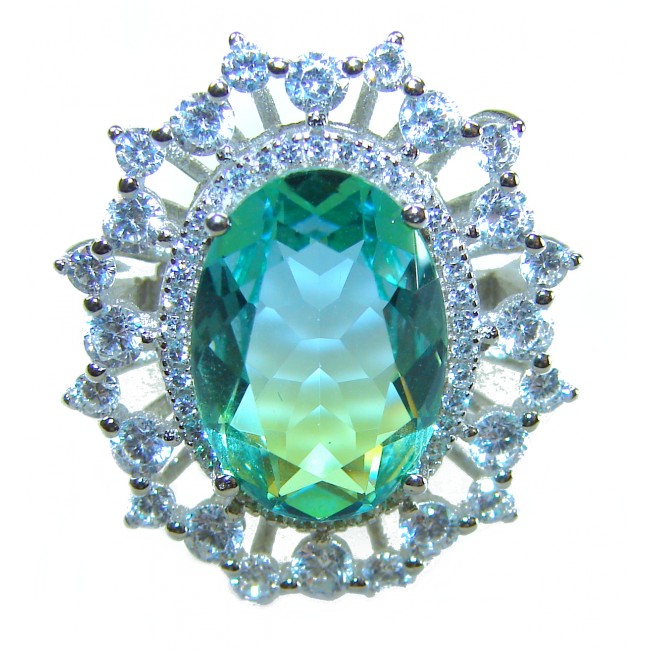 Eau Pure 15.5 carat Paraiba Tourmaline .925 Sterling Silver Handcrafted Ring size 8 1/4