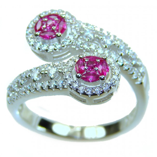 Art Deco Natural 2.5 carat Ruby .925 Sterling Silver handmade Statement Ring size 8 1/4