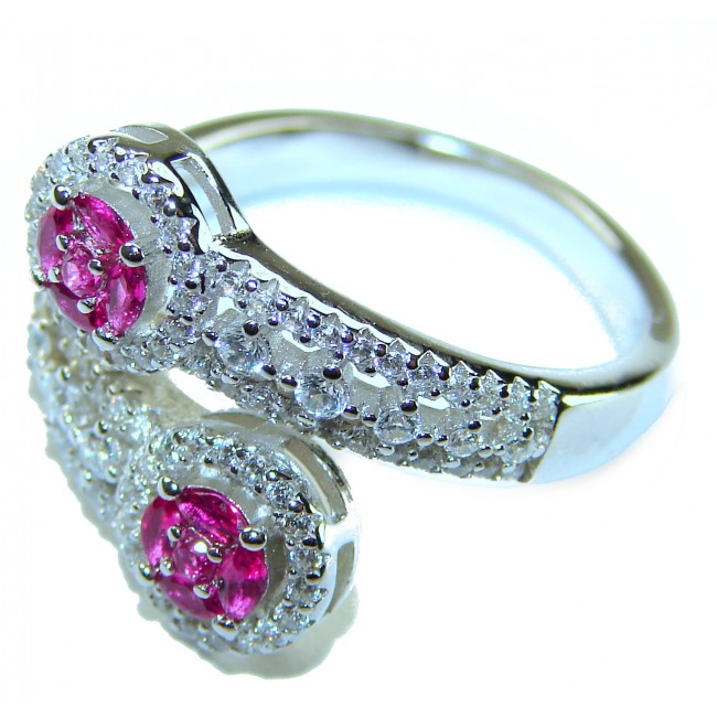Art Deco Natural 2.5 carat Ruby .925 Sterling Silver handmade Statement Ring size 8 1/4
