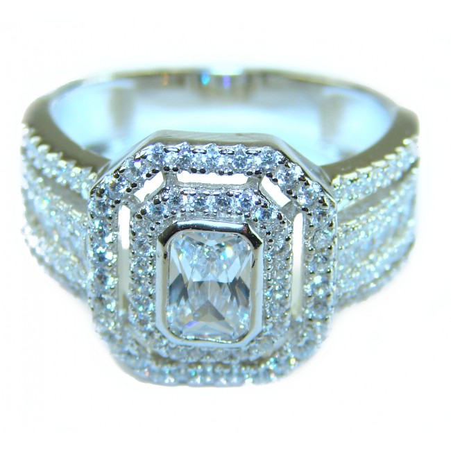 Allure Natural 11.2 carat White Topaz .925 Sterling Silver handcrafted Ring s. 7 - photo 2