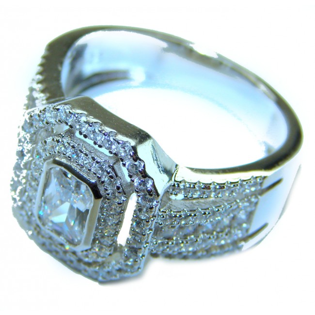 Allure Natural 11.2 carat White Topaz .925 Sterling Silver handcrafted Ring s. 7 - photo 1