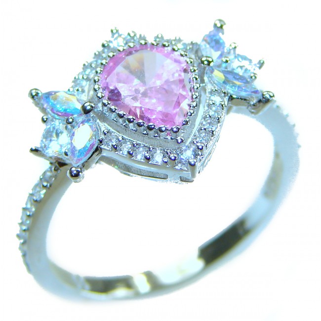 Blooming Beauty 5.5 carat Pink Sapphire .925 Silver handcrafted Cocktail Ring s. 8