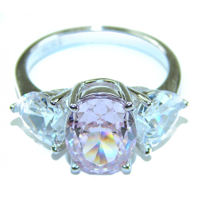 Real Diva oval cut Pink Kunzite .925 Silver handcrafted Cocktail Ring s. 7