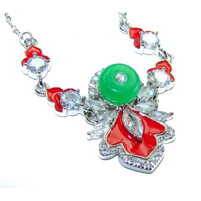 Purity and Harmony Precious genuine 6.5 carat Jade .925 Sterling Silver handcrafted Necklace