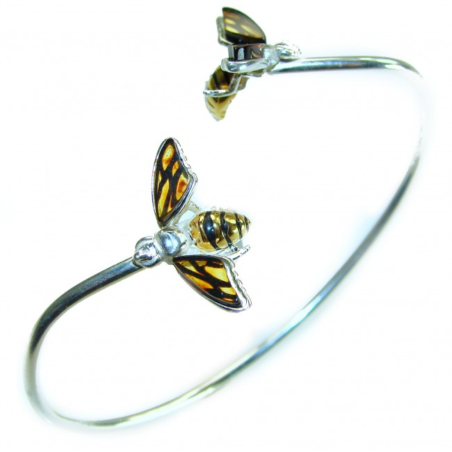 Golden Bees Genuine Baltic Amber .925 Sterling Silver handamde Bracelet - photo 2