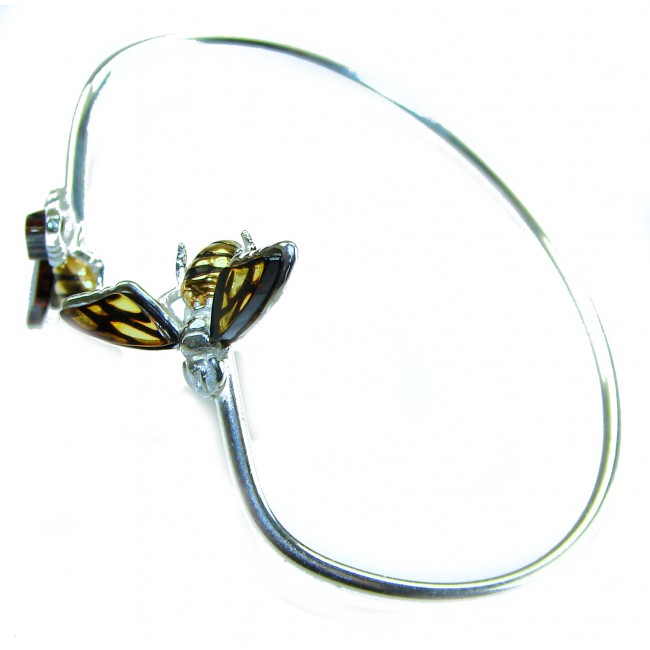 Golden Bees Genuine Baltic Amber .925 Sterling Silver handamde Bracelet - photo 1