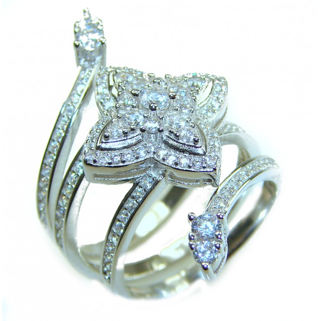 Allure Natural 11.2 carat White Topaz .925 Sterling Silver handcrafted Ring s. 6 1/4 - photo 3