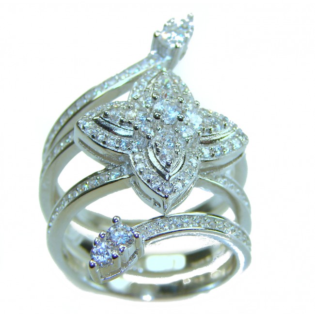 Allure Natural 11.2 carat White Topaz .925 Sterling Silver handcrafted Ring s. 6 1/4 - photo 2