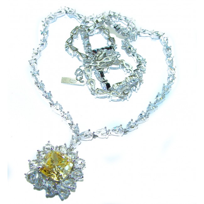 Luxurious Golden - yellow Montana Sapphire .925 Sterling Silver handcrafted Statement Necklace