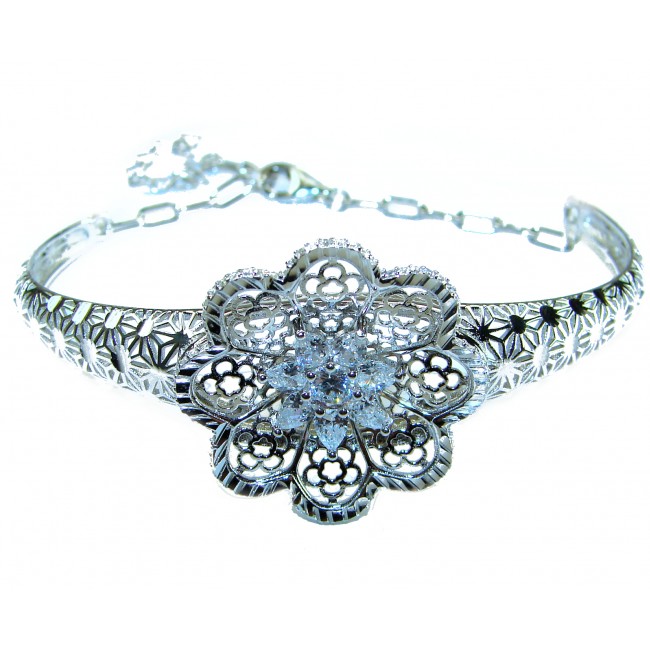 Aphrodite - Solid 2.5 multicolor white Sapphire .925 Sterling Silver handcrafted Bracelet - photo 3