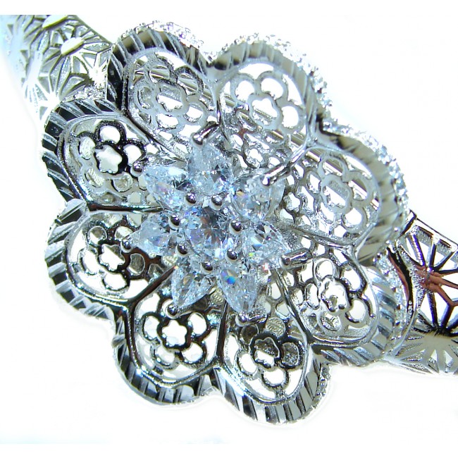 Aphrodite - Solid 2.5 multicolor white Sapphire .925 Sterling Silver handcrafted Bracelet - photo 2