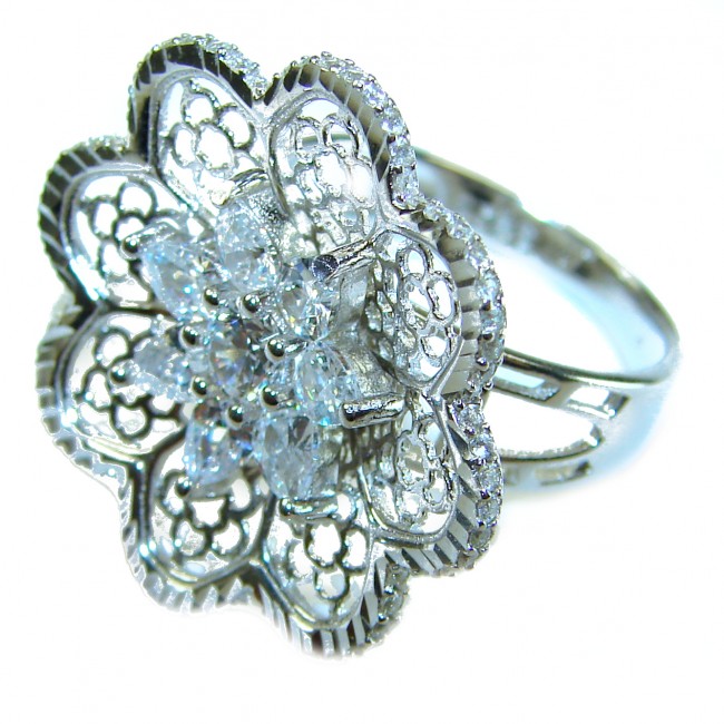 Aphrodite - 2.6 carat White Topaz .925 Sterling Silver handcrafted ring size 7 - photo 1