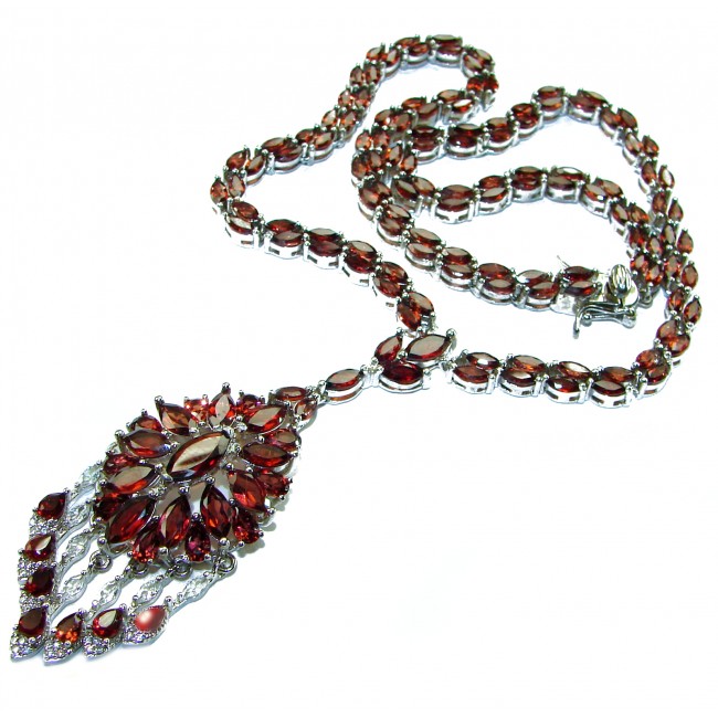 Red Royalty Authentic 185.5 carat authentic Tanzania Garnet .925 Sterling Silver brilliantly handcrafted necklace