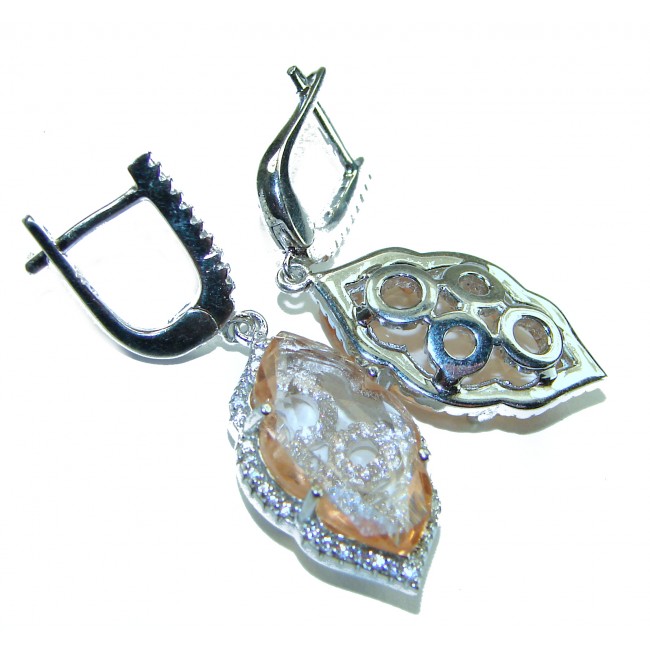 Madagascar Sun 15.8 carat Morganite .925 Sterling Silver handcrafted Statement Earrings