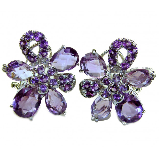 Purple Spring 29.5 carat Authentic African Amethyst . .925 Sterling Silver handcrafted earrings