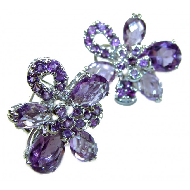 Purple Spring 29.5 carat Authentic African Amethyst . .925 Sterling Silver handcrafted earrings