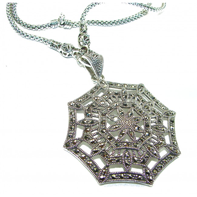 Bright Star - Large genuine Marcasite .925 Sterling Silver necklace 20 inches long