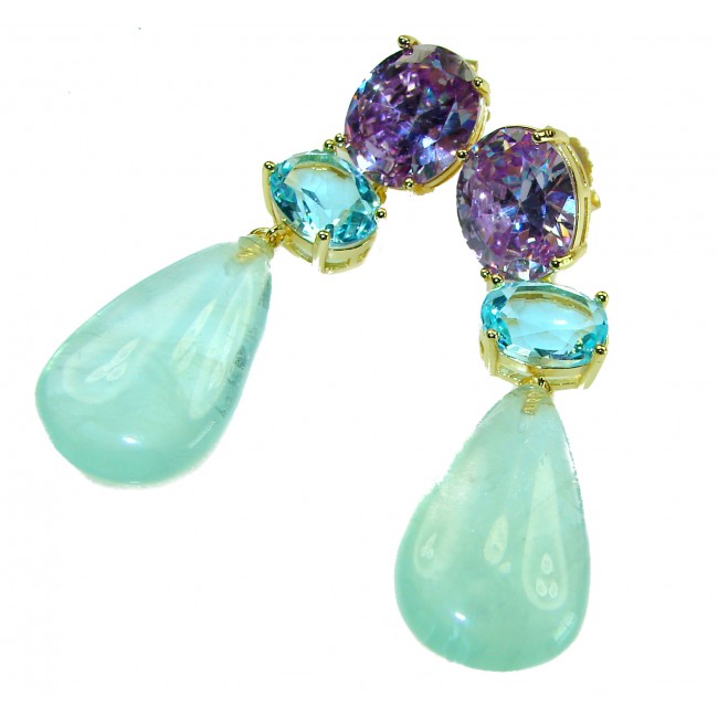 Dolce Vita authentic 29.5 carat authentic Apatite .925 Sterling Silver handcrafted Statement earrings