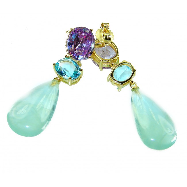 Dolce Vita authentic 29.5 carat authentic Apatite .925 Sterling Silver handcrafted Statement earrings