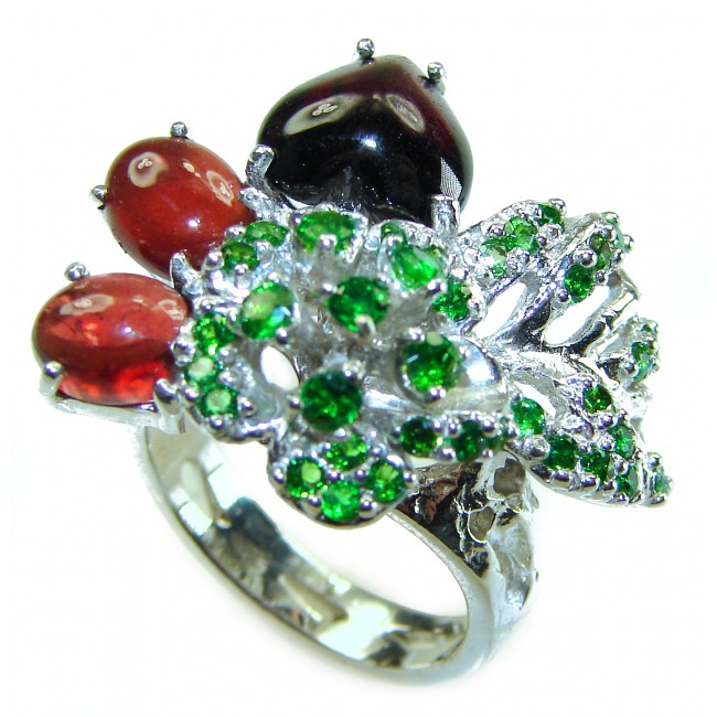 Red Heart 15.5 carat Garnet .925 Sterling SilverLARGE STATEMENT handcrafted ring; s. 8 1/4