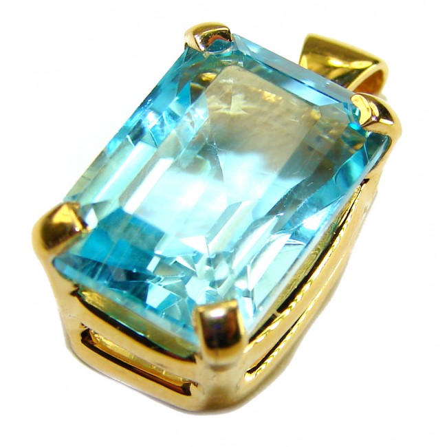 Atlantica baquette cut 10.9 carat Swiss Blue Topaz 18K Gold over .925 Sterling Silver Handcrafted Pendant - photo 2