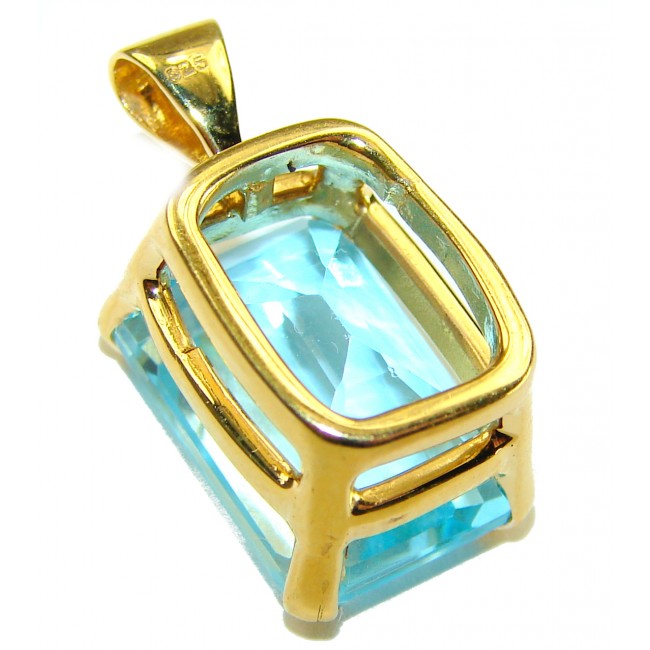 Atlantica baquette cut 10.9 carat Swiss Blue Topaz 18K Gold over .925 Sterling Silver Handcrafted Pendant - photo 1