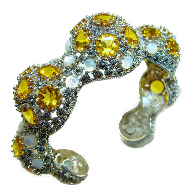 Dolce Vita - Precious Natural 66.5 carat Citrine .925 Sterling Silver handcrafted LARGE bracelet