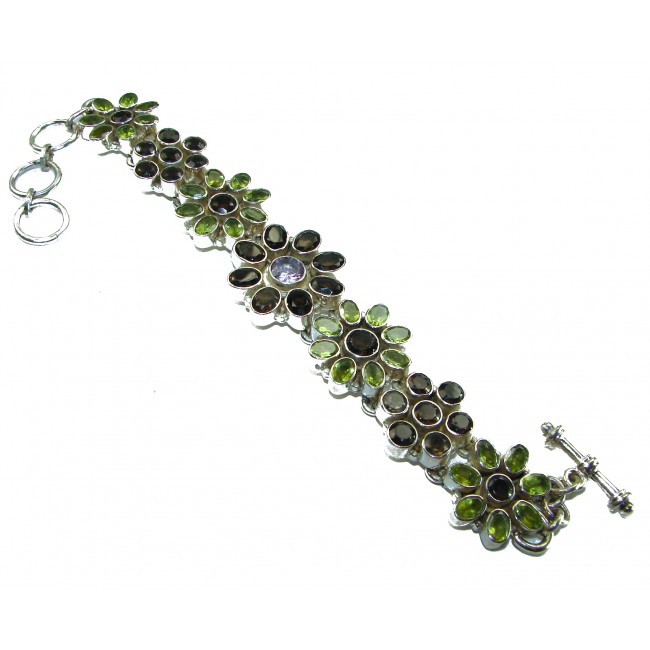Lavishly Abundant - Huge Spectacular 175.9 carat authentic Amethyst Peridot .925 Sterling Silver handmade Bracelet