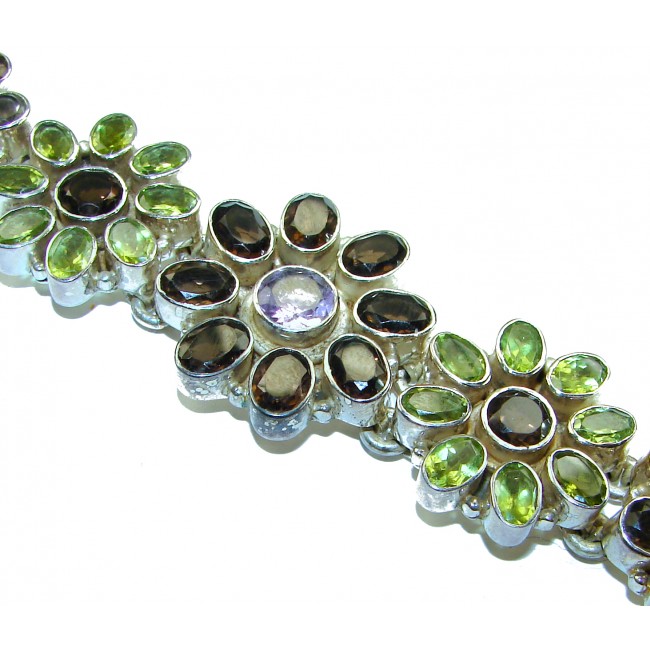 Lavishly Abundant - Huge Spectacular 175.9 carat authentic Amethyst Peridot .925 Sterling Silver handmade Bracelet