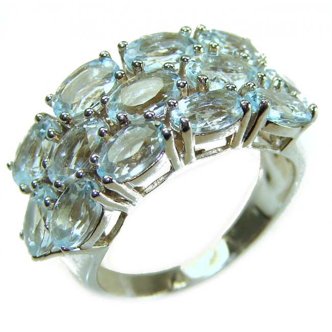 14.9 carat authentic Aquamarine .925 Sterling Silver Handcrafted Ring size 7 1/4