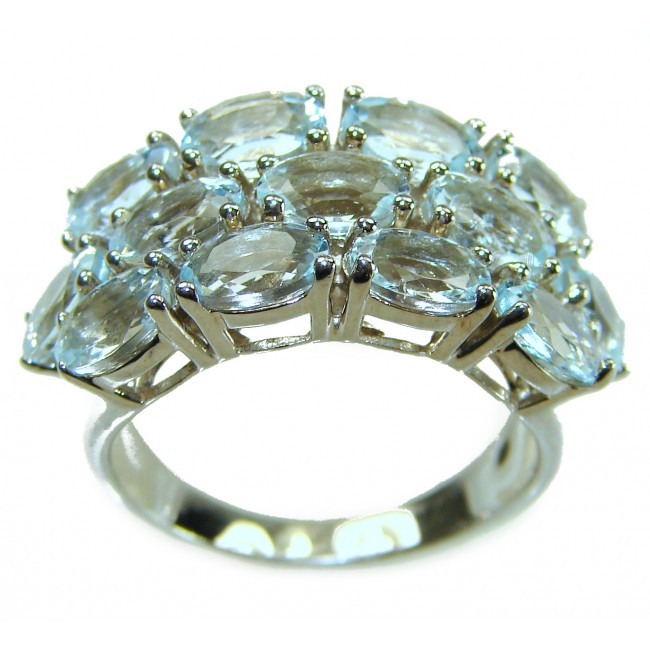 14.9 carat authentic Aquamarine .925 Sterling Silver Handcrafted Ring size 7 1/4