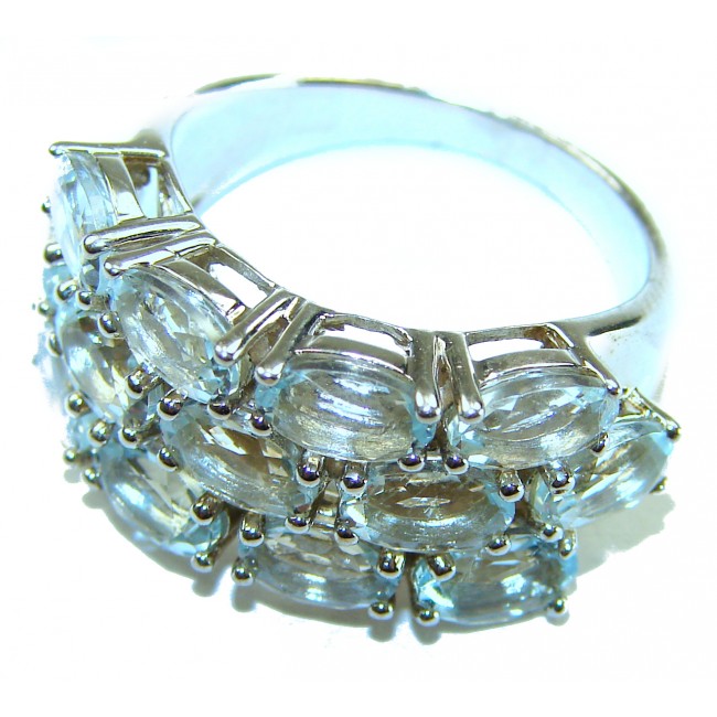 14.9 carat authentic Aquamarine .925 Sterling Silver Handcrafted Ring size 7 1/4