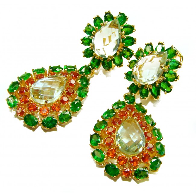 Giovanna - Authentic 39.9 carat Brazilian Citrine .925 Sterling Silver dipped in 18K Gold handcrafted earrings