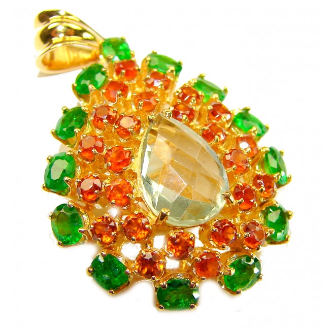 Giovanna - Authentic 39.9 carat Brazilian Citrine .925 Sterling Silver dipped in 18K Gold handcrafted Pendant