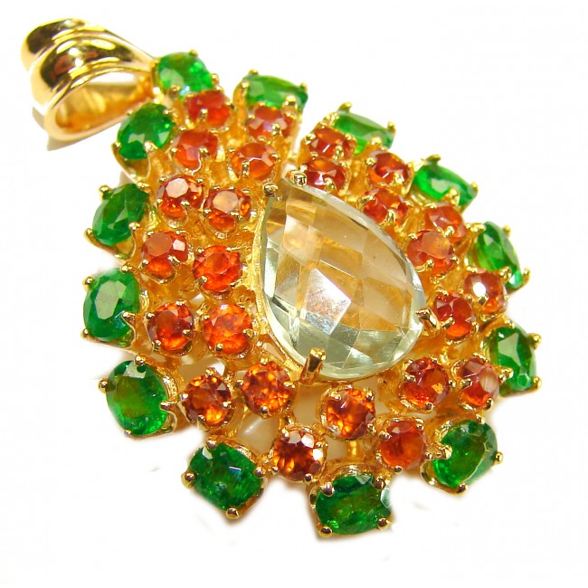 Giovanna - Authentic 39.9 carat Brazilian Citrine .925 Sterling Silver dipped in 18K Gold handcrafted Pendant