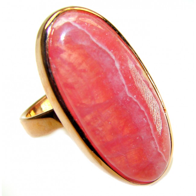The best quality Argentinian Rhodochrosite 18K Rose Gold over .925 Sterling Silver handmade ring size 8 adjustable
