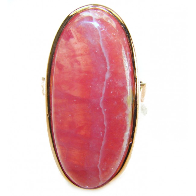 The best quality Argentinian Rhodochrosite 18K Rose Gold over .925 Sterling Silver handmade ring size 8 adjustable